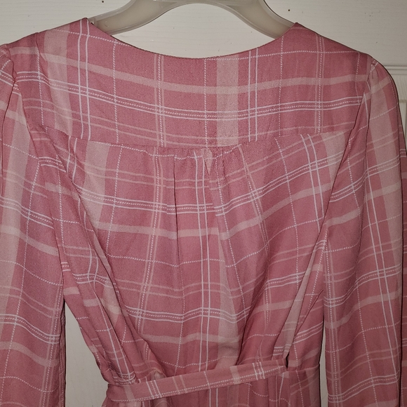 NWT Francesca's Mi Ami Pastel Plaid High Low Wrap Dress - Picture 12 of 14